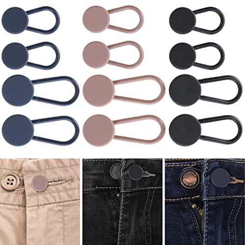 cobee Taillen Hosen Knopf Verlängerung, 12 Stück Bund Verlängerungs Knöpfe für Männer Frauen Jeans Knopf Expander kein Nähen 0,6/1,2 in 2 Größen