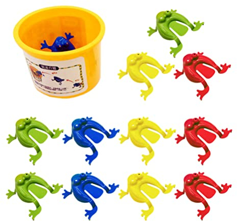 NUOBESTY 12 StüCk Frosch HüPfspielzeug Set, Bunte Springende FröSche, Kinder Lernspielzeug FüR Geburtstagsgeschenke Und Partys