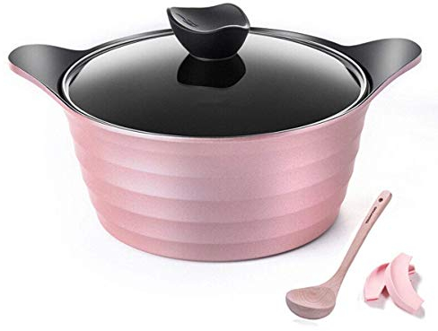 DameCo Suppentopf, Auflauf, Eintopf, haftet Nicht an 26 cm, Koch- und Schmortopf, mehrere Herde Werden für 4,5 l Bratpfanne zum Muttertag verwendet (Farbe: Schwarz) (Rosa) Interesting