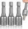 3 Pcs Magnetic Nut Setter Driver Drill Bit Set, 1/4 Quick-Change Hex Shank 8mm Magnetic Nut Setter Driver Drill Bit, Bolt and Nut Remover Tool Nut Extractor Socket for ElectricManual Screwdrivers