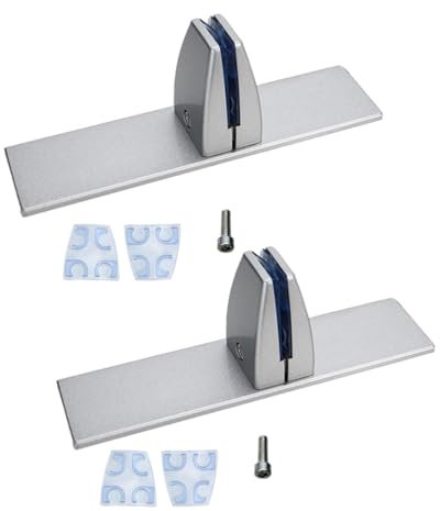 SagaSave 2 Stück T-förmige Schreibtisch Partition Klammer, Aluminiumlegierung Freistehende Trennwand Basishalterung mit freistehenden Basis für 2-25mm Partition (Silber)