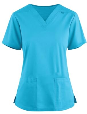 OUMSHBI Plus Size Tshirt Damen Pflege Kleidung Damen Oberteil Kasacks Damen Kasacks T Shirt V Kasacks Damen Pflege Bunt Grüner Kasack Damen Ärztin Kostüm Kasack Blau Damen Schlupfkasack Pflege