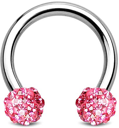 Stachelkleid Hufeisen Piercing Chirurgenstahl 316l Septum Ring Ferido Stein Kristal Kugel Ohr Nasenpiercing Nippel Intim Glitzer Tragus Helix Farben Innengewinde Silber/Rosa, 1,2 mm, 3 mm