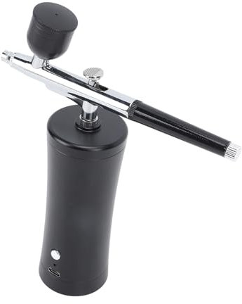 Kit Aerografo Senza Fili, Set Aerografo 30PSI, Pressione Regolabile, Acciaio Inossidabile, Ricarica USB per Salone (BLACK)
