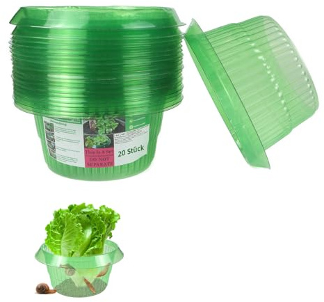 Nepfaivy Schneckenkragen, [20 Stück] Schneckenschutzringe, Effektiver Schneckenschutz für Salat und Kohl, Schneckenkragen aus Robustem Kunststoff, Wiederwendbare Schneckenabwehr für Gartenpflanzen