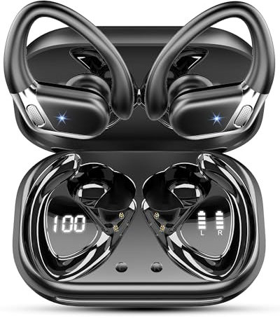Bluetooth Kopfhörer Sport, Kopfhörer Kabellos Bluetooth 5.4 in Ear Kopfhörer mit CVC8.0 Noise Cancelling Mikrofon, Earbuds 50H IPX7 Wasserdicht Ohrhörer für Joggen/Running,mit USB-C, Schwarz