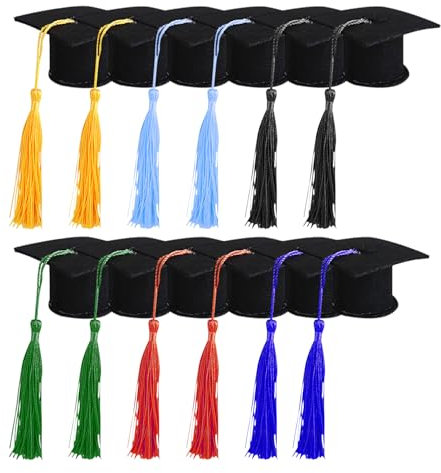 EHDWXVZM Mini-Abschlusshüte 12 Stück - Weinflaschen-Dekoration und Quasten-Anhänger