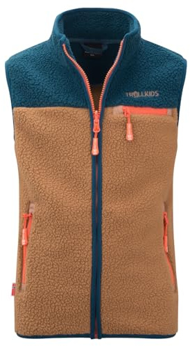 Trollkids Kids Hemsedal Vest | Fleeceweste, Zwei seitliche Taschen mit Reißverschluss, Brusttasche mit Reißverschluss Zip-in-System-kompatibel
