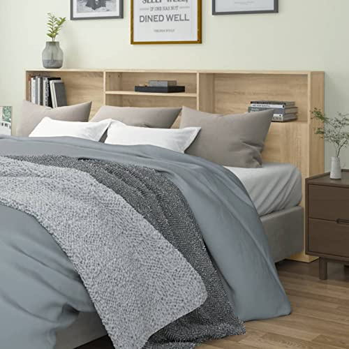 IKAYAA Testiera Letto Matrimoniale Legno Testiera Letto Legno 220 cm Testiera con Contenitore-Rovere sonoma-220x19x103,5 cm
