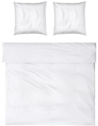 MÖVE Noblesse Bettwäsche-Set 200x200 cm + 2 * 80x80 cm aus 100% Baumwolle, White/Grey
