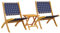 ULUYYUC Terrassenmöbel Gartenstühle Gartenstuhl Loungesessel - Gartenstühle 2 STK. Klappbar mit Tisch Dunkelblau Massivholz für Campingplatz Balkon Küche Esszimmer
