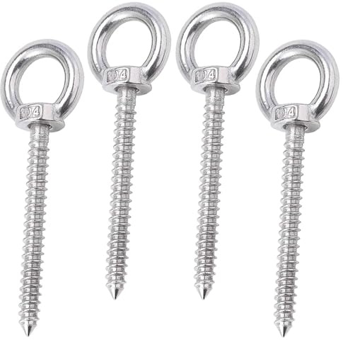 4 Stück 141mm ösenschrauben, M10 Edelstahl Schraubösen Augenmuttern | 5,5 Zoll Heavy Duty Augenhaken für Hängemattenständer, Schaukelstuhl, Yoga, robuste Haken, Indoor & Outdoor-Anwendungen