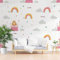 Cartoon Schloss Regenbogen 3D Tapete Wandpaneele Märchen Prinzessin Sternenhimmel Wohnzimmer Mural Schlafzimmer Kinderzimmer TV Hintergrund Wand Dekora Weiß Fototapete 150 x 105 cm Kinderzimmer