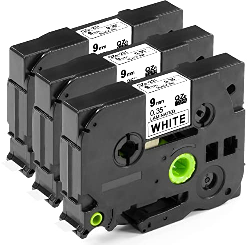 ESMOnline 3 kompatibel Schriftband 9mm als Ersatz für Brother Ptouch TZe-221 TZe221 TZ-221 TZ221 Band für Beschriftungsgerät PT-P950NW 1010 H105 1000 1005 1280 P900 D400 D600 D800W D200 Cube