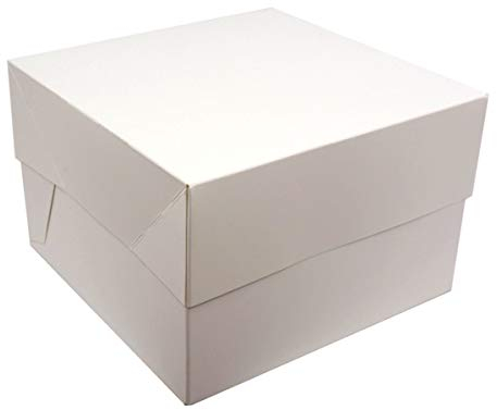 Reynards White SQUARE Cake BOXES - PACKS OF 5 - perfect for transporting your creations! (8 Inch)