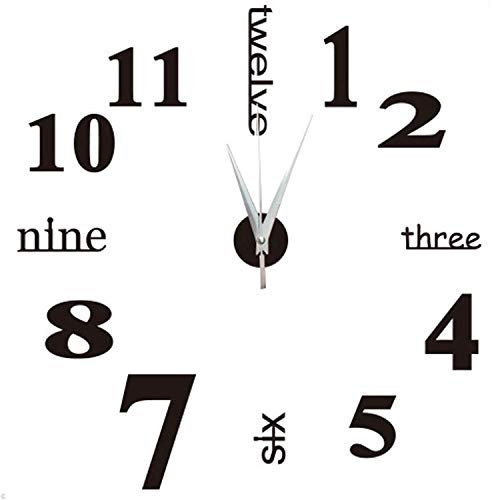 Moderno Orologio da Parete Fai Da Te Yosoo, Tridimensionale 3D Sticker Decorazione per Casa Ufficio Hotel Ristorante, Migliore Scelta Come Regalo - Nero