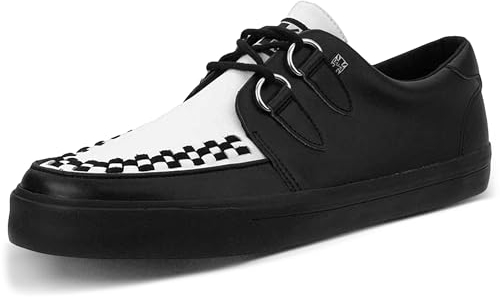 T.U.K. Leather Creeper Sneaker - Scarpe da Ginnastica da Uomo e da Donna - Colore Bianco e Nero - Stile Punk, Goth e Rocker in Pelle e Scarpe Stringate - Taglia EU37
