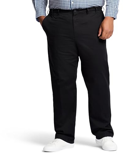 IZOD Herren Big and Tall Performance Stretch Flat Front Pant Lässige Hose, Schwarz, 54W / 30L