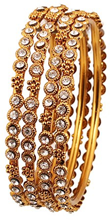 Touchstone Bangle Collection exklusiv kreiert traditionelle filigrane Arbeit charmanten Look Designer Schmuck Metall Armreifen Armbänder für Damen 2.5 Antique Gold-Ton