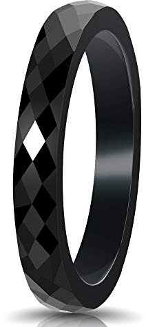 PAURO Damen Klassisch Engagement Hochzeit Band Ringe Keramik