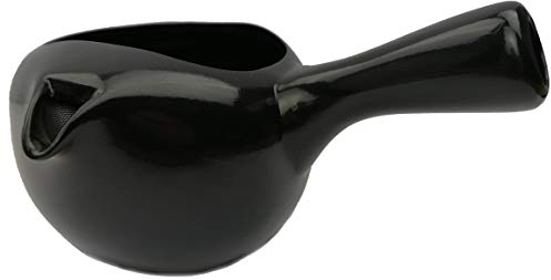 Kyusu Kyusu Théière japonaise à une main avec passoire à thé, en céramique, avec poignée latérale, idéale pour la préparation du thé vert, 350 ml, noire