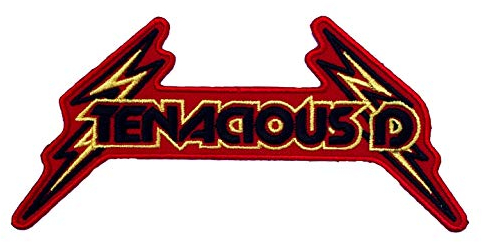 Tenacious D Aufnäher (120 mm) rot bestickt zum Aufbügeln Rockband Logo Jack Black Lightning Bolt Emblem Applikation