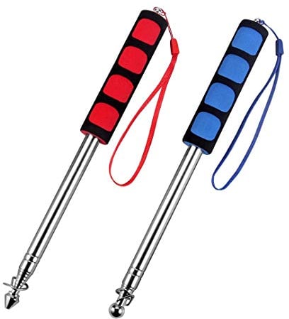 Telescopic Flag Pole,2 Pack Guide Flag Stainless Steel Telescopic with Sponge Grip Flagpol Collapsable Teaching Pointer for Tour Guides Camping Travel Marchers Flags Banners Teachers 2M Blue+Red
