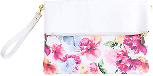 Charis HIGH FIVE Damen-Clutch aus veganem Leder, 2-Wege-Armband, Botanische Blume, Clutch, Pink (rose), Einheitsgröße