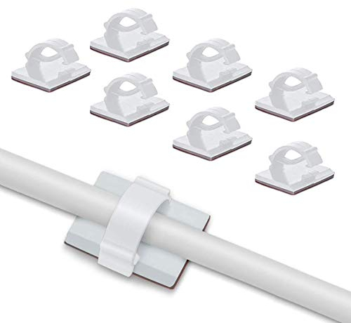 Elfcam - Kabelclips Selbstklebend für Glasfaserkabel (LWL Patchkabel), Stromkabel, Netzwerkkabel, USB Ladekabel und Audiokabel, Weiß (30 Stück)