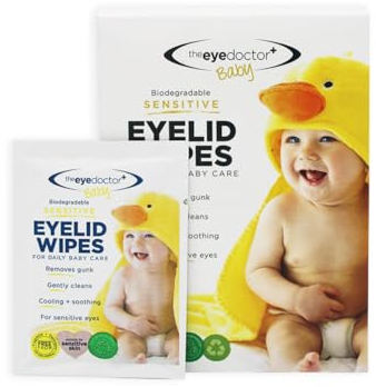 The Eye Doctor Empfindlich Babylidtücher – Tägliche Babypflege – Ohne Konservierungsstoffe, Ohne Reinigungsmittel Und Ohne Duftstoffe – 80x Einzeln Versiegelte, Steril Augenlidtücher Für Babys