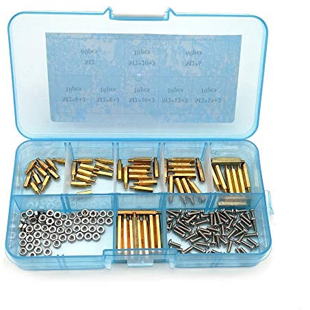 Messing Standoffs Spacer Kit 180pcs / paket Messing Bolzen Sechskantmutter Abstand Schraube Messing Gewindespelsel PCB Motherboard DUO ER (Farbe : M2 Mix)
