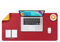 Mausepad XL, Große Mausmat, DOBAOJIA Laptop-Schreibtischmatte, Schreibtischunterlage, Büro Schreibtisch Pad, Schreibblock, Doppelseitige Verwendung PU Leder Wasserdicht 80 x 40cm (Rot/Gelb)