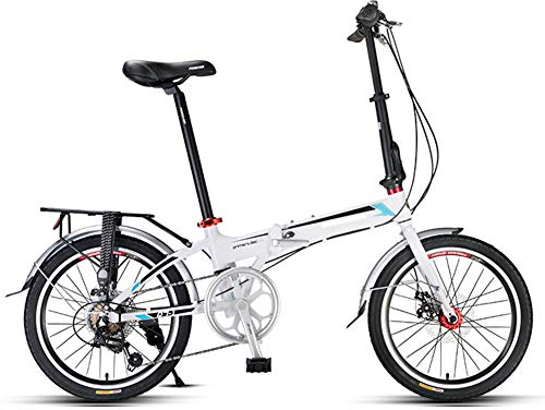 20 Zoll Faltrad Klapprad, 7 Gang Alu-Rahmen Fahrrad Klappfahrrad mit Schutzbleche und Komfortsattel für Herren, Damen, Mädchen, Jungen geeignet,White