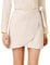 Allegra K Damen Kurzer Rock A-Linie Hoher Taille Faux Veloursleder Bindegürtel Tailliert Wickel Minirock Beige M