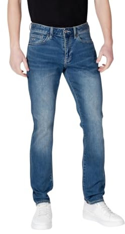 Armani Exchange Jeans Uomo, Modello Slim Fit, in Misto Cotone, Vita Normale, Chiusura con Cerniera Nascosta, Tasche Laterali e Posteriori, Linea Affusolata, Lunghezza Normale, Slim