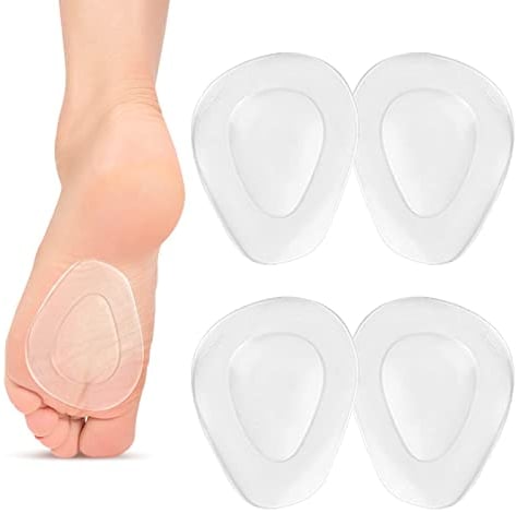 TSHAOUN 4 PCS Coussinets Metatarsiens, Coussinet Plantaire Gel,Antidérapantes Chaussures Transparence Coussins Gel de Silicone Le métatarse Coussinet Avant-pied Talon Haut Semelles (4 Pack)