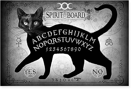 Spreadshirt Alchemy England Ouija Brett Schwarze Katze Poster 90x60 cm, One size, Weiß