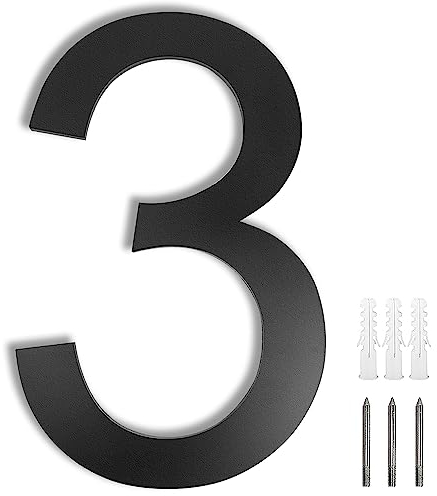 Meision Hausnummer Anthrazit Edelstahl Hausnummer RAL 7016 Feinstruktur Pulverbeschichtet aus Massivem Schrift Arial Mit Schrauben Höhe 20cm - Ziffer 3