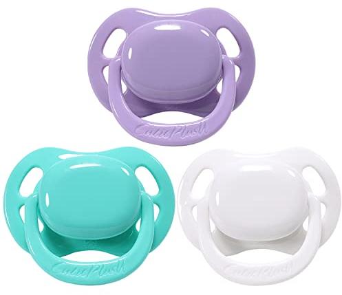 CutiePlusU Erwachsene Größe Schmetterling Schnuller-große Schild 3 Pack- Lila, Grün, Weiß