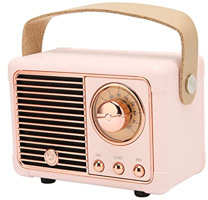 Hoopoocolor Altoparlante Bluetooth retrò, Altoparlante Stereo Portatile HiFi retrò, Bluetooth 5.0 Trasmissione Veloce Altoparlante Radio Vintage Carino per La Decorazione Domestica retrò(Rosa)