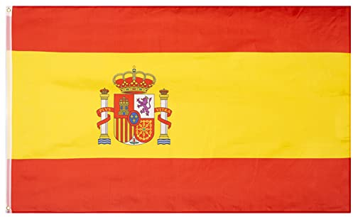 MUWO Flagge Nations Together 90 x 150 cm Nationalmanschaften, doppelseitige Gartenflagge, wetterfeste Fanflagge, Fußballflagge Polyester Länderfagge Deutschland mit Ösen (Spanien)