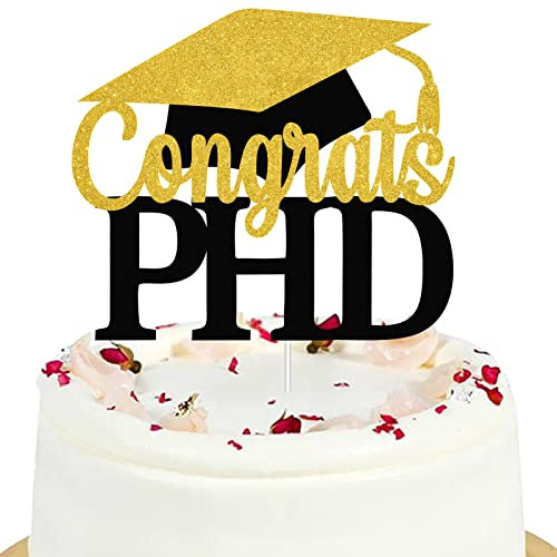 PHD Class Of 2022 Cake Topper - Congrats Master PHD Graduate Decor PHD Abschlussfeier Party Dekorationen Glitzer Schwarz