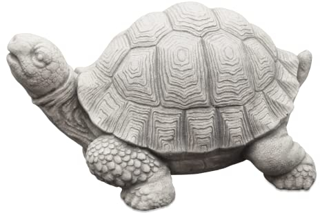 gartendekoparadies.de Schildkröten-Figur, Steinfigur, H. 14 cm, 5 kg, Grau, frostsicher aus Steinguss für Außenbereich