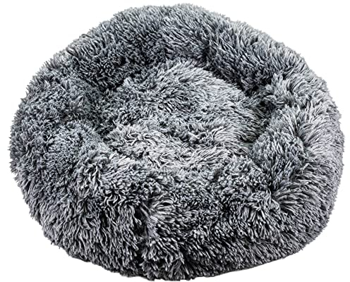 Procyon Flauschi - Hundebett in Donut Form - das Kuschelbettchen für kleine bis mittelgroße Hunde - 60 cm - dunkelgrau