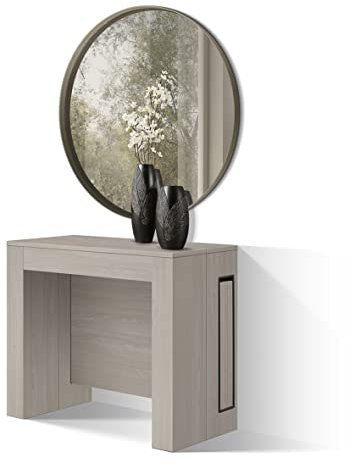 PAZZO DESIGN, Tavolo Consolle Allungabile Con Porta Prolunghe Lise, Olmo Perla, Fino A 12 Posti, Tavolo Consolle Cucina, Tavolo Consolle Salvaspazio, Made in Italy, Da 45 A 300 Cm - id_1939