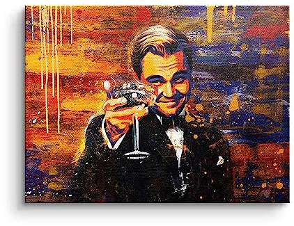 Leinwand Bild Leonardo DiCaprio The Great Gatsby Chapeau Porträt xxl Motiv mit premium Rahmen DOTCOMCANVAS Größe 120 X 90 CM, Farbe Ohne Rahmen