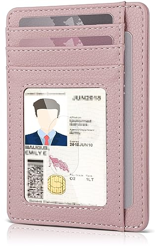 Teskyer Portefeuille Femme, Porte Carte Bancaire, Porte Cartes de Credit, Petit Portefeuille Femme, Protection RFID, Similicuir, Design Minimaliste, Rose