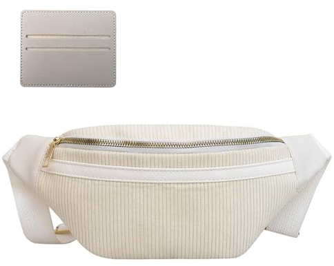 Cord Bauchtasche Weiß,Gürteltasche Festival Hüfttaschen Fanny Pack Mit Reißverschluss Outdoor Sport Reise Laufen Schule Fahrrad Fanny Pack Für Damen Jungen Teenager Sportlich