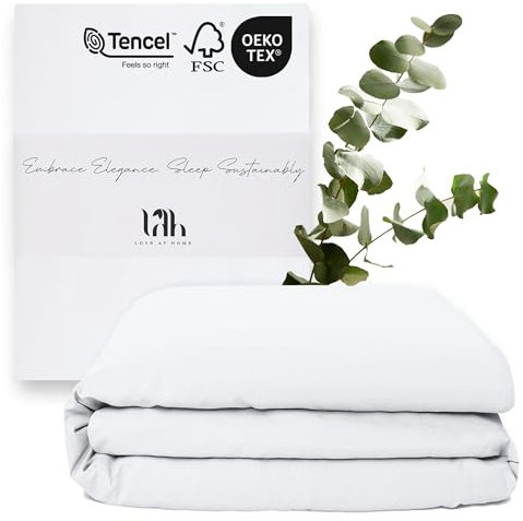 LAH Dream Tencel Bettbezug, luxuriöser Tencel Lyocell Deckenbezug, hypoallergen, atmungsaktiv, in Weiß, Grau & Petrol, passend für Einzelbetten, Doppelbetten und King-Size-Betten (Weiß, 140x200 cm)