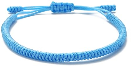 LUCKY BUDDHIST - Glücksarmband + Anhänger/Halskette! Für Teen Männer Frauen - Geflochtene Freundschaftsarmbänder - Mit Liebe handgefertigt - Tibet Stil - Einstellbares Handgelenk Armband (Hellblau)